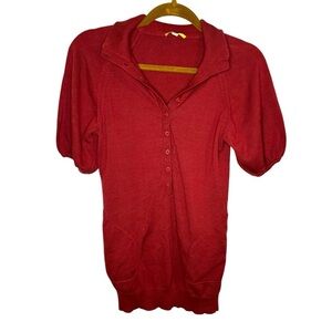 Gianni Bini Red Short Sleeve Button-Up Sweater Tunic